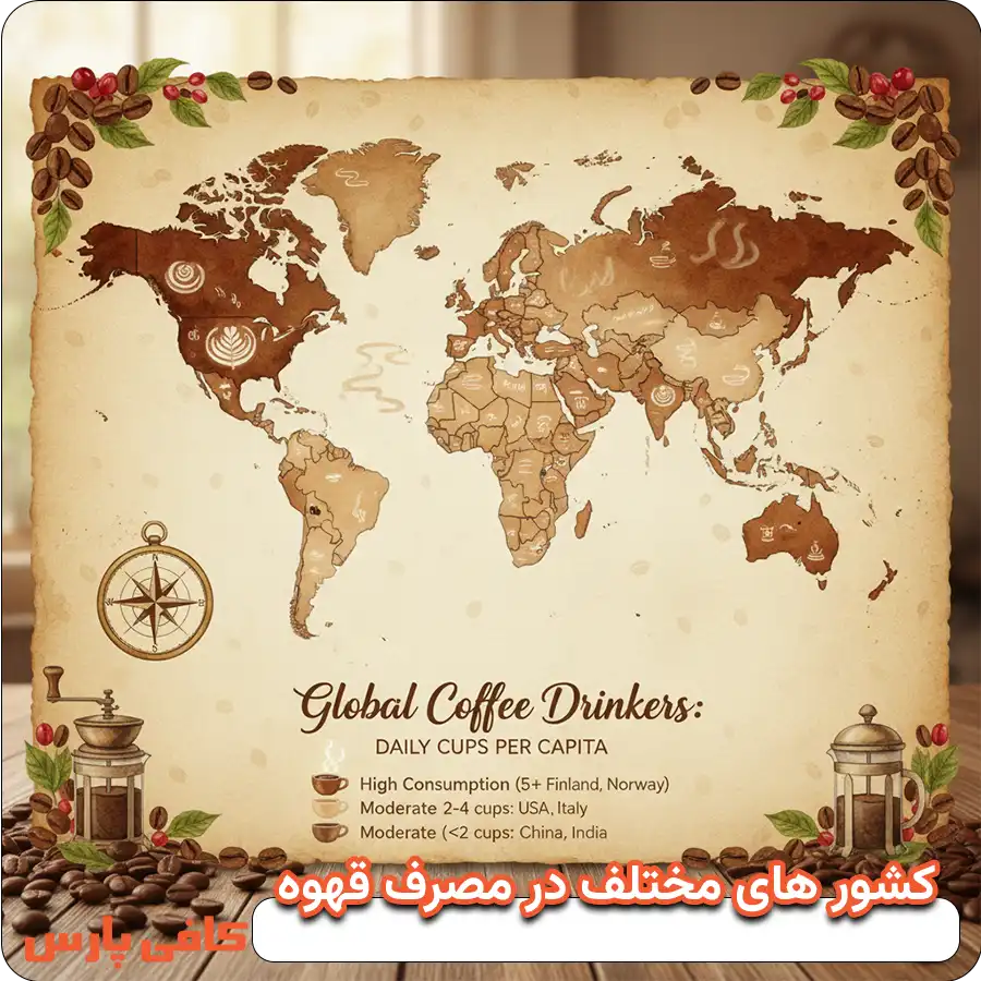 کشور های مختلف در میزان مصرف قهوه